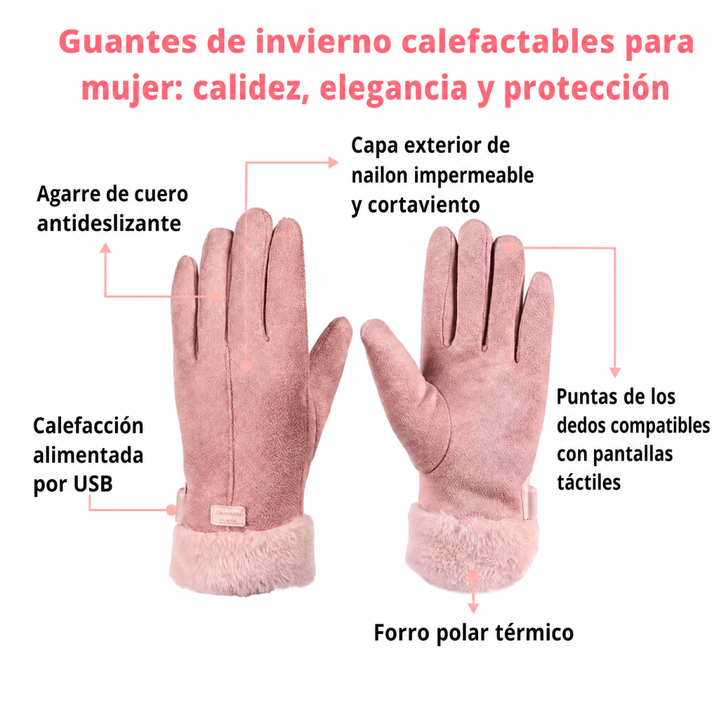 Guantes calefactables para mujer UK – Guantes térmicos de invierno impermeables para mujer con pantalla táctil y diseño 