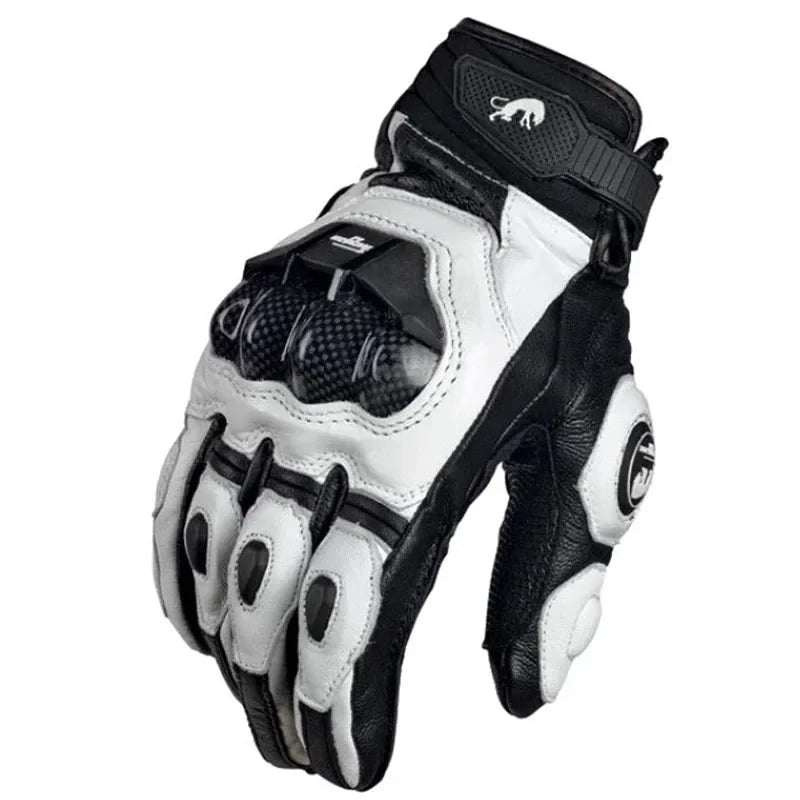 Guantes de moto RidePro Carbon | Cortaviento e impermeables | Compatibles con pantallas táctiles | Protectores de cuero 