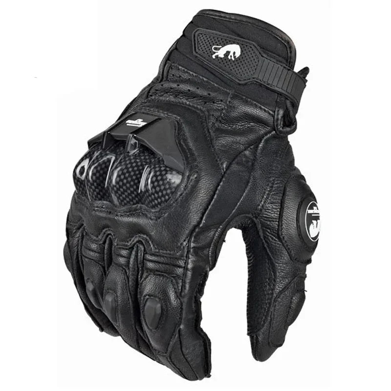 Guantes de moto RidePro Carbon | Cortaviento e impermeables | Compatibles con pantallas táctiles | Protectores de cuero 