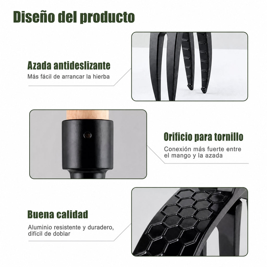 Herramienta quitahierbas de pie con mango largo