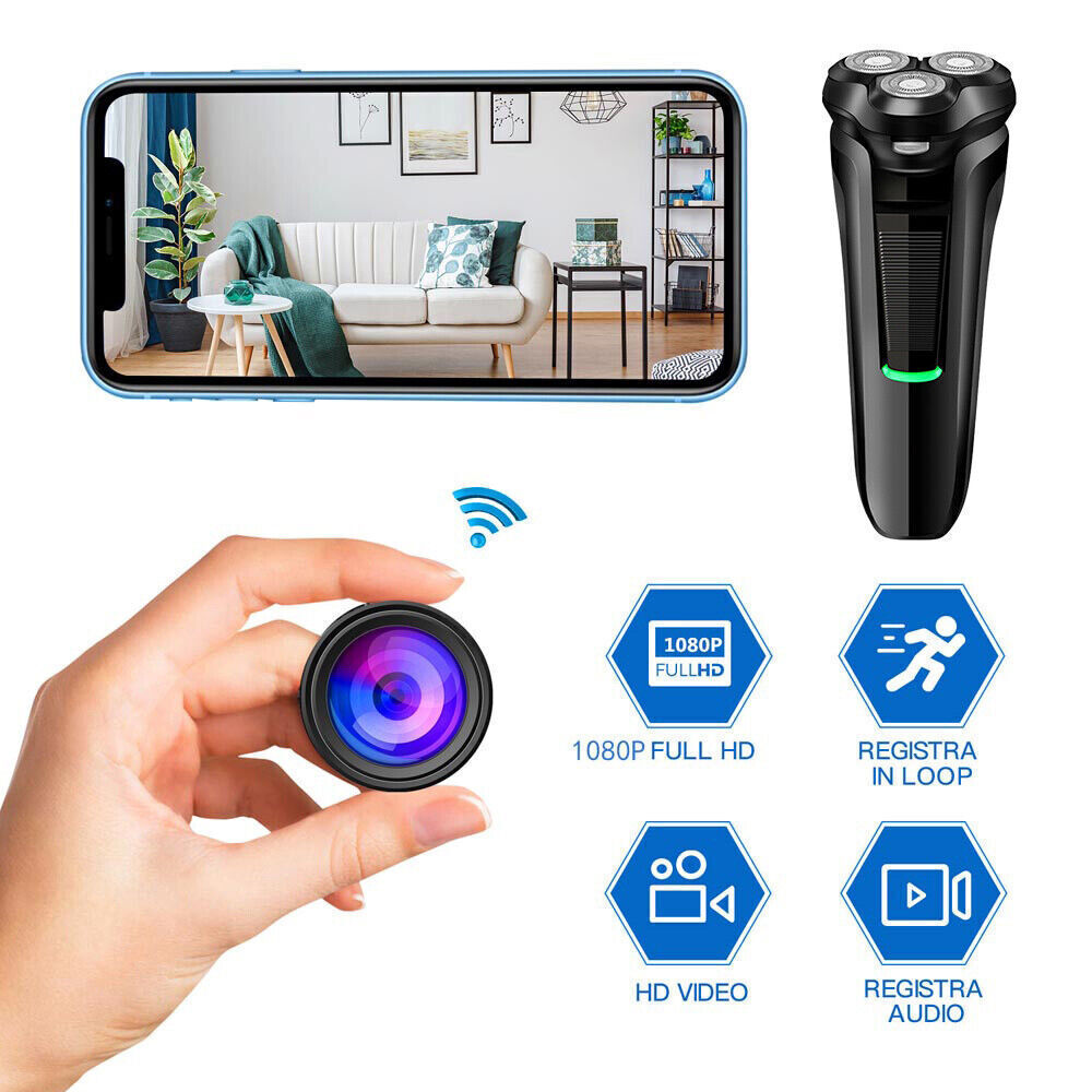Mini cámara de seguridad con forma de afeitadora, WiFi, HD 1080P y detección de movimiento
