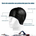 HydroFit – Gorro de natación de silicona con protección para los oídos