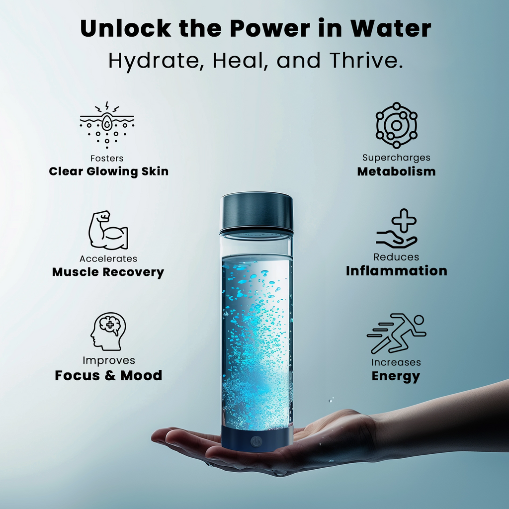 Wasserstoff-Wasserflasche | Cargador USB, dispositivos energizantes y perfecto para dieta, hidratación y bienestar.