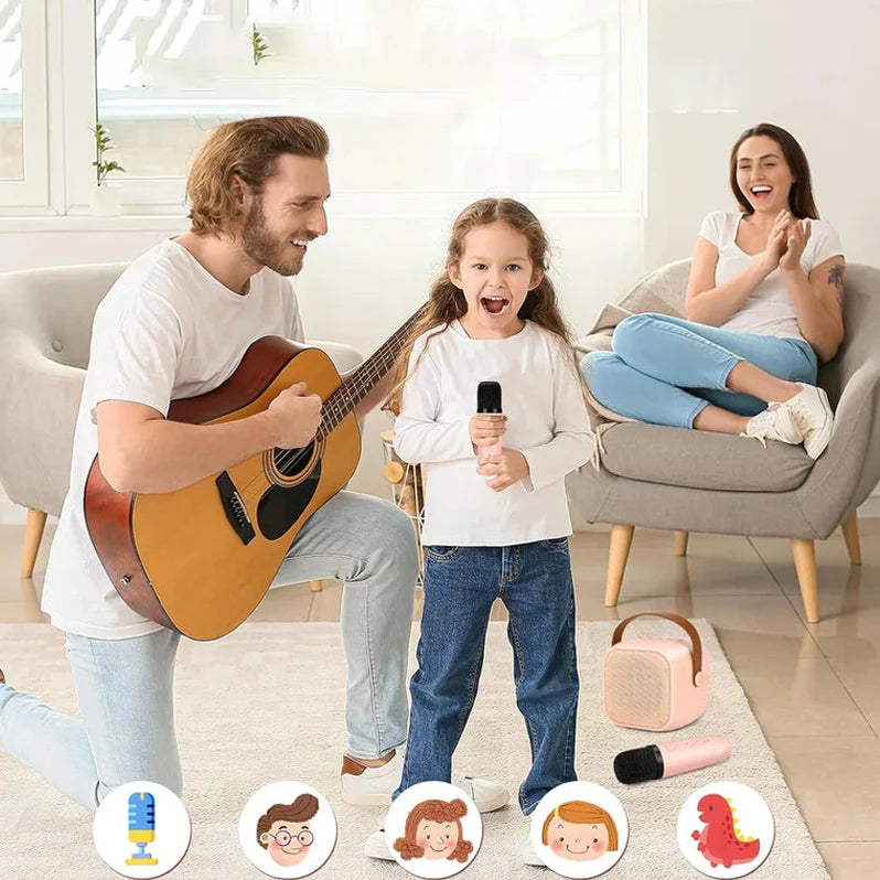 Set de karaoke: micrófonos inalámbricos con altavoz Bluetooth portátil