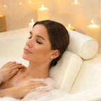 Almohada ergonómica de baño con ventosas – Cómodo soporte para el cuello para el baño y el spa
