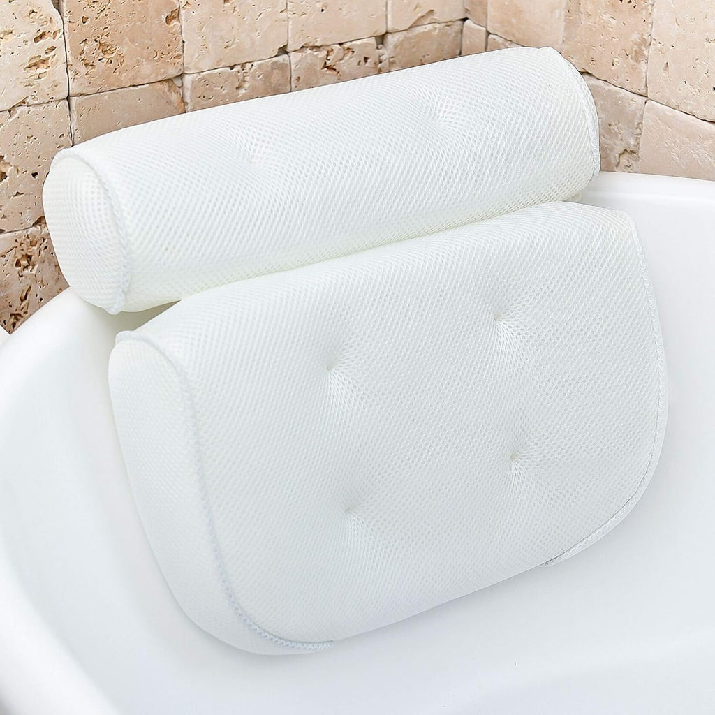Almohada ergonómica de baño con ventosas – Cómodo soporte para el cuello para el baño y el spa