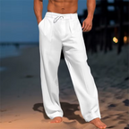 Pantalones de vestir de hombre de corte relajado con cordón ajustable