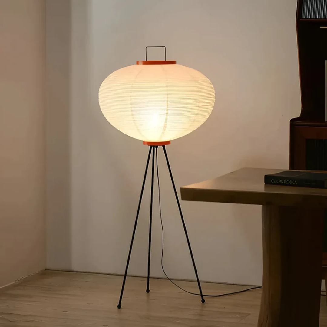 Lámpara de pie LED japonesa de papel de arroz Wabi-Sabi