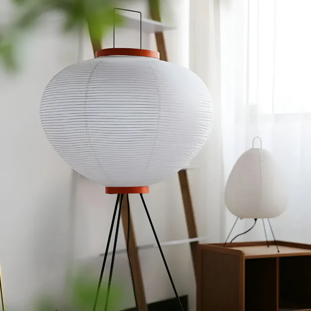 Lámpara de pie LED japonesa de papel de arroz Wabi-Sabi