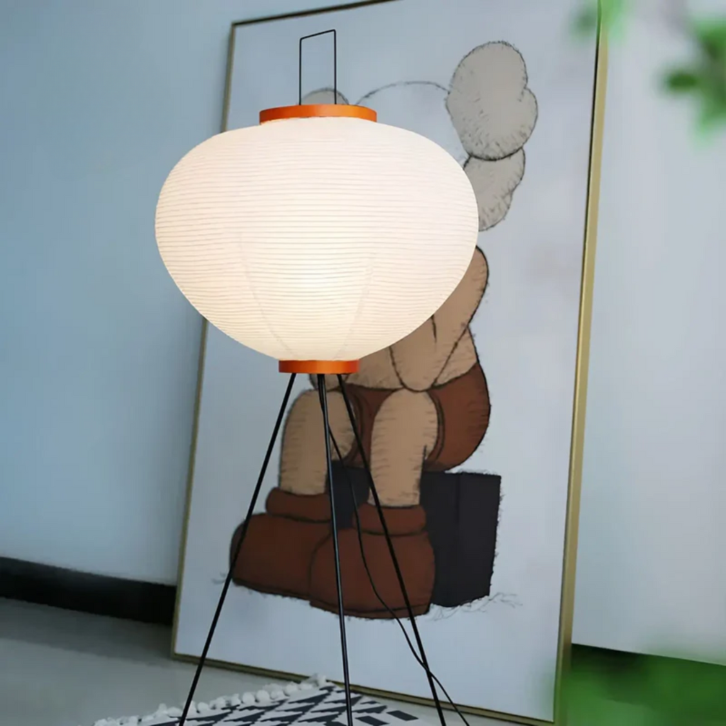 Lámpara de pie LED japonesa de papel de arroz Wabi-Sabi