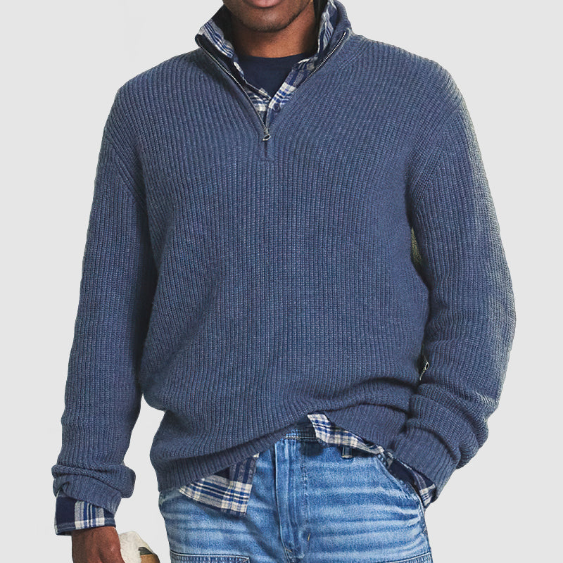 Jersey de hombre con media cremallera mezcla de cashmere