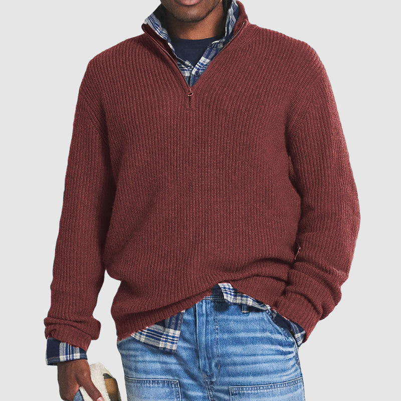 Jersey de hombre con media cremallera mezcla de cashmere