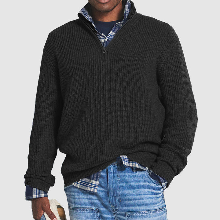 Jersey de hombre con media cremallera mezcla de cashmere