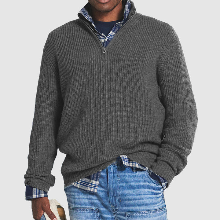 Jersey de hombre con media cremallera mezcla de cashmere