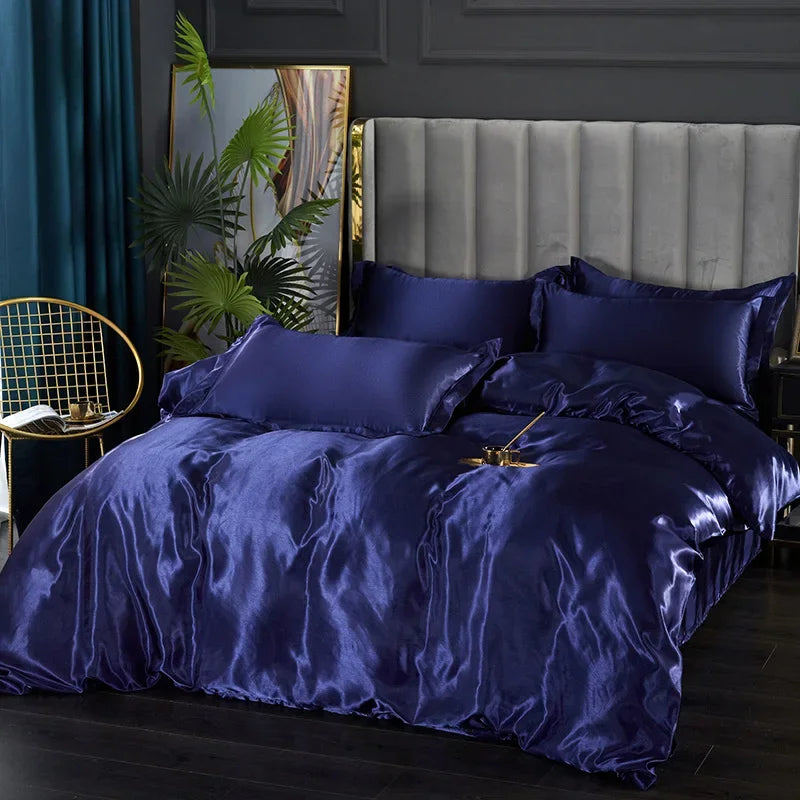 Juego de ropa de cama de satén de seda de lujo - SilkElegance