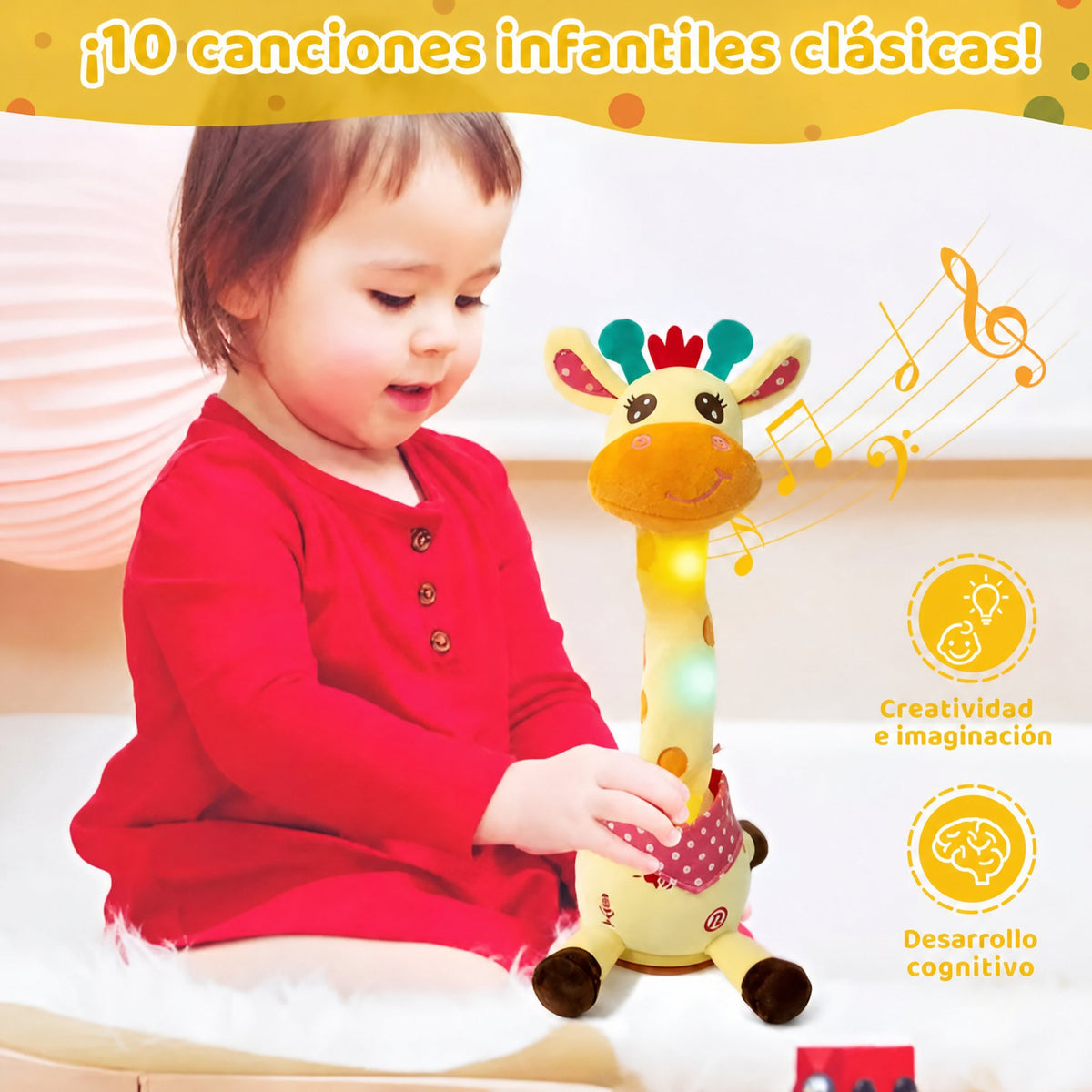 Juguete de peluche interactivo jirafa cantante, compañero musical para niños
