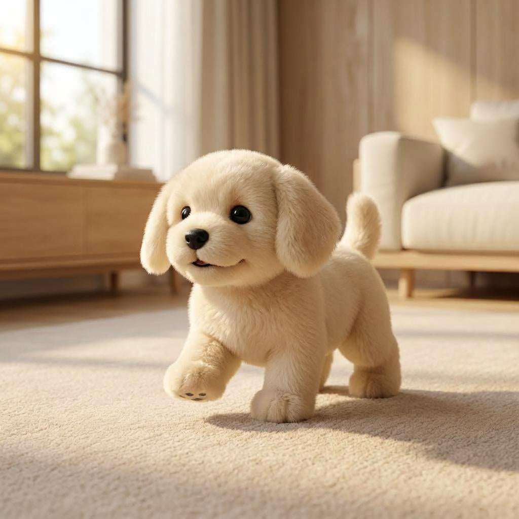 Juguete de peluche interactivo para perro, cachorro suave realista con movimiento