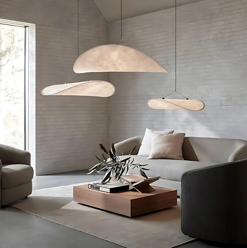 Lámpara colgante SoraHaze estilo Japandi con luz relajante