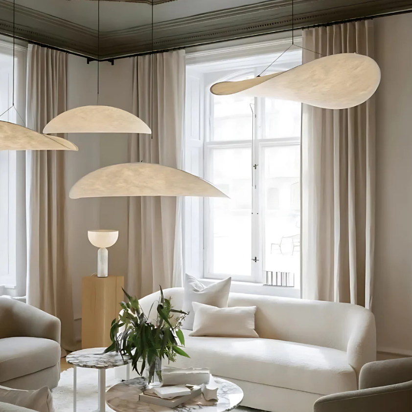 Lámpara colgante SoraHaze estilo Japandi con luz relajante