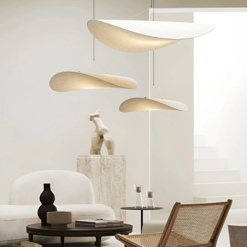 Lámpara colgante SoraHaze estilo Japandi con luz relajante