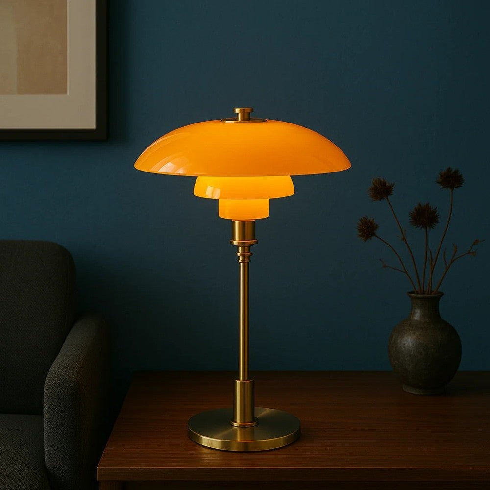 Lámpara de mesa nórdica de cristal con luz cálida