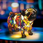 Lámpara de mesa con figura decorativa de perro de resina