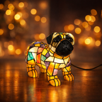 Lámpara de mesa con figura decorativa de perro de resina