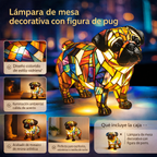 Lámpara de mesa con figura decorativa de perro de resina
