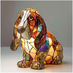Lámpara de mesa con figura decorativa de perro de resina