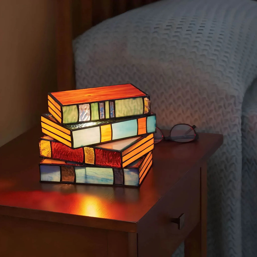 Lámpara libro de vidrio esmaltado | Iluminación artesanal