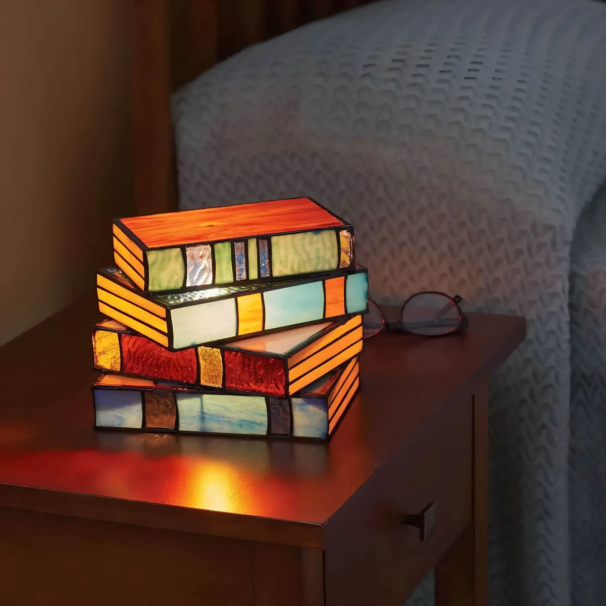 Lámpara libro de vidrio esmaltado | Iluminación artesanal
