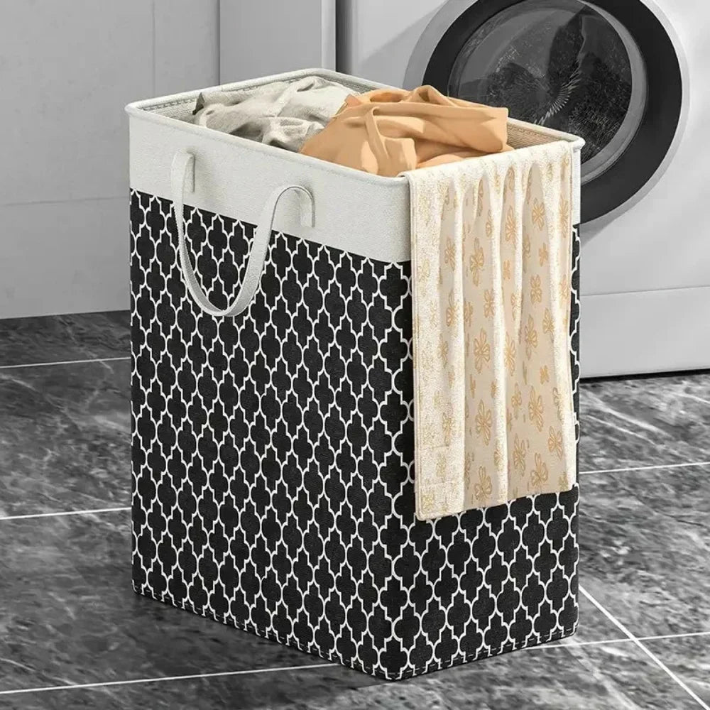 Lauva | Cesto de ropa impermeable de 75 L | Cesto plegable de tela con asas