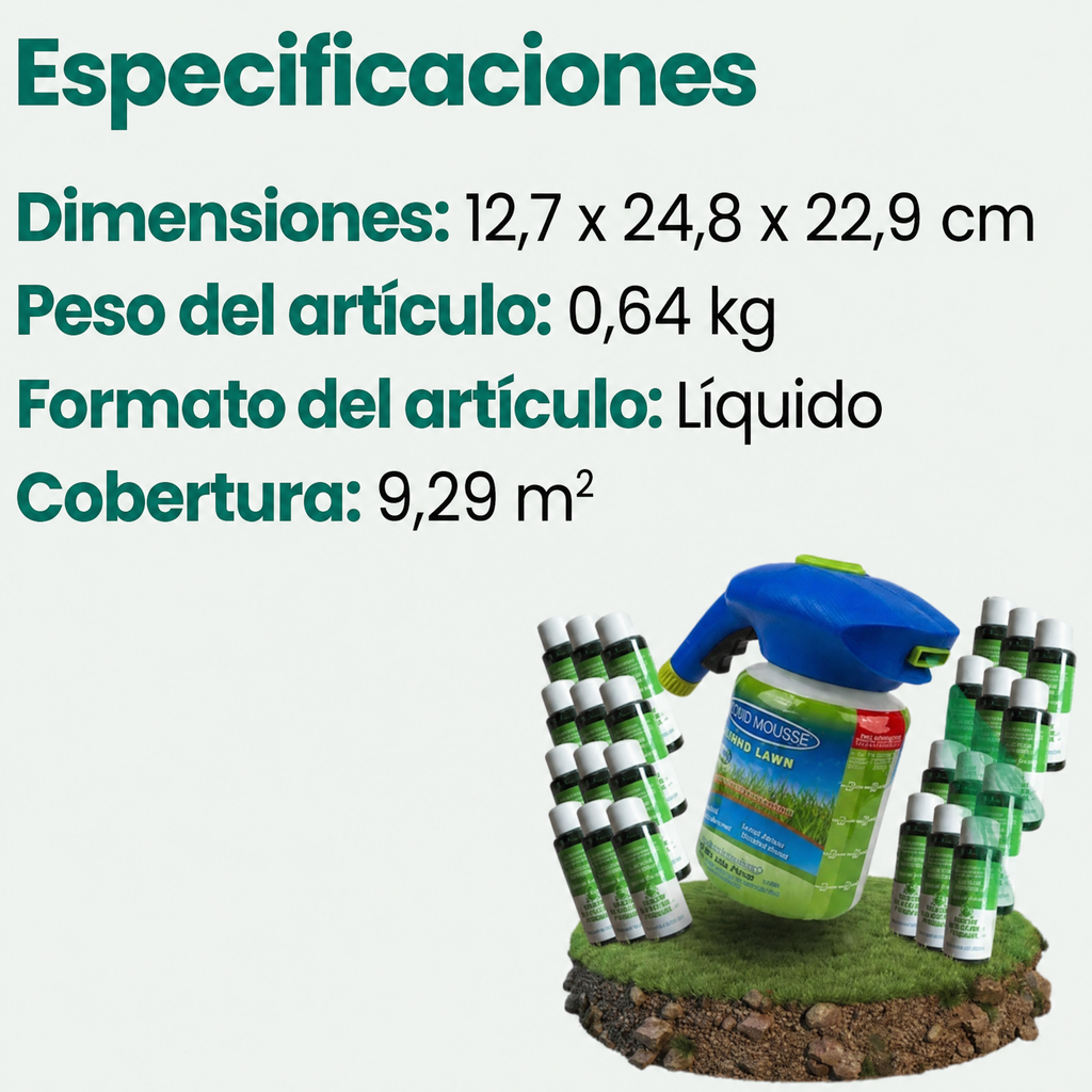 Liquid Lawn Hydro Mousse Spray On Grass Seed | Aplicación sencilla para céspedes irregulares y zonas de mucho tránsito