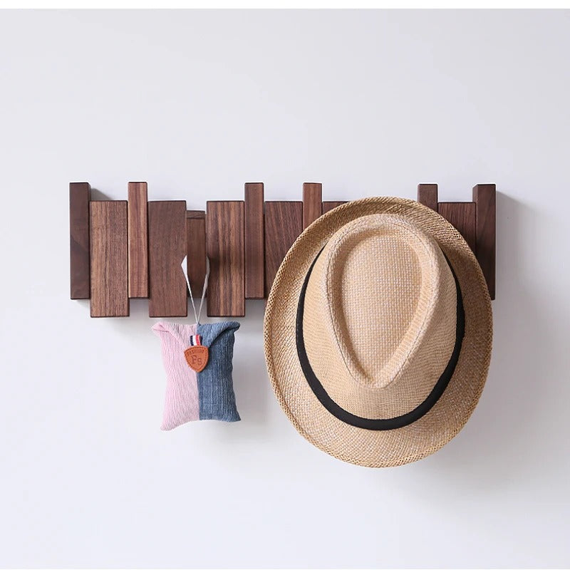 Perchero de pie de madera con diseño de piano en marrón para recibidor, salón o dormitorio