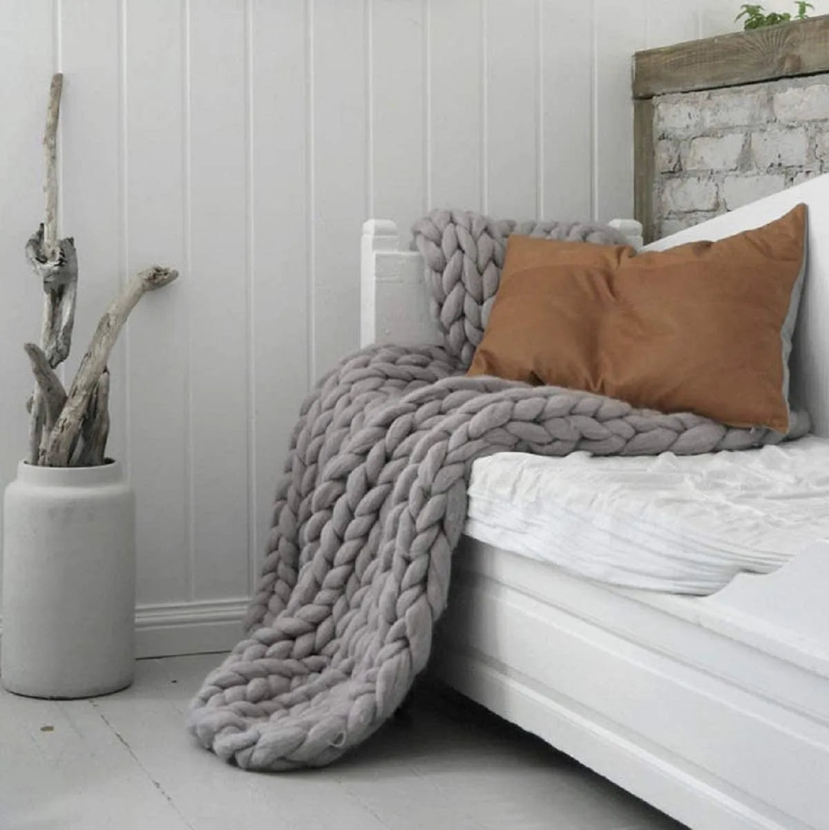 Manta Chunky Knit – Manta de lana acogedora para cualquier habitación – Suave y cálida – Perfecta para sofá y cama