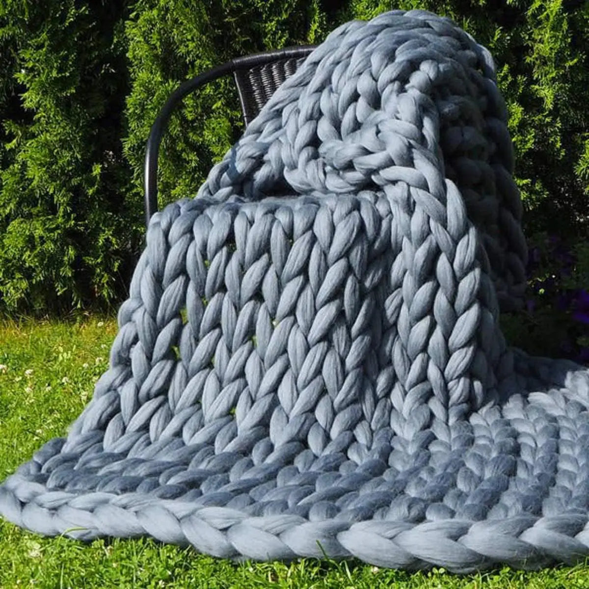Manta Chunky Knit – Manta de lana acogedora para cualquier habitación – Suave y cálida – Perfecta para sofá y cama