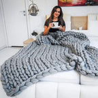 Manta Chunky Knit – Manta de lana acogedora para cualquier habitación – Suave y cálida – Perfecta para sofá y cama