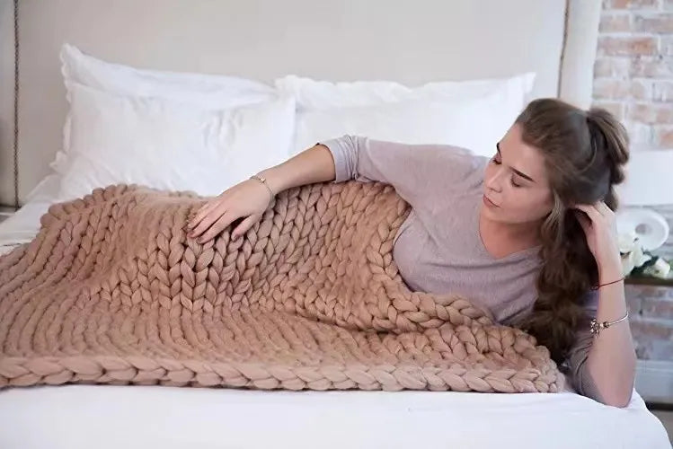 Manta Chunky Knit – Manta de lana acogedora para cualquier habitación – Suave y cálida – Perfecta para sofá y cama