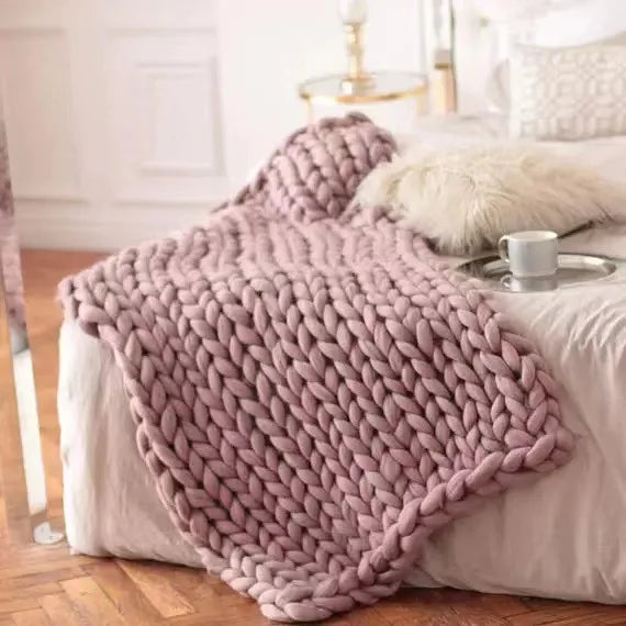 Manta Chunky Knit – Manta de lana acogedora para cualquier habitación – Suave y cálida – Perfecta para sofá y cama