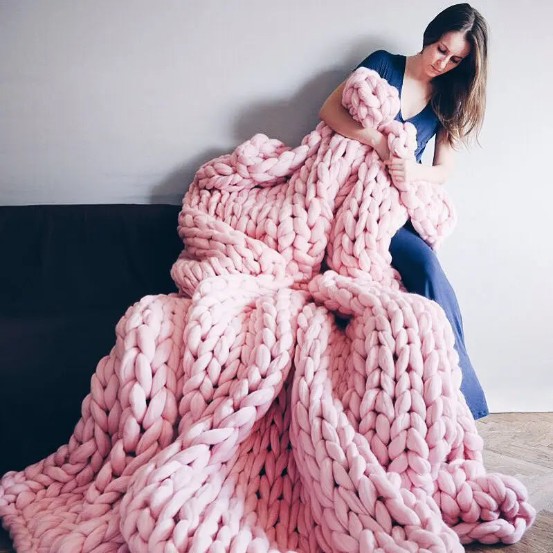 Manta Chunky Knit – Manta de lana acogedora para cualquier habitación – Suave y cálida – Perfecta para sofá y cama