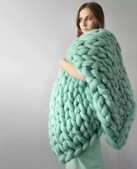 Manta Chunky Knit – Manta de lana acogedora para cualquier habitación – Suave y cálida – Perfecta para sofá y cama