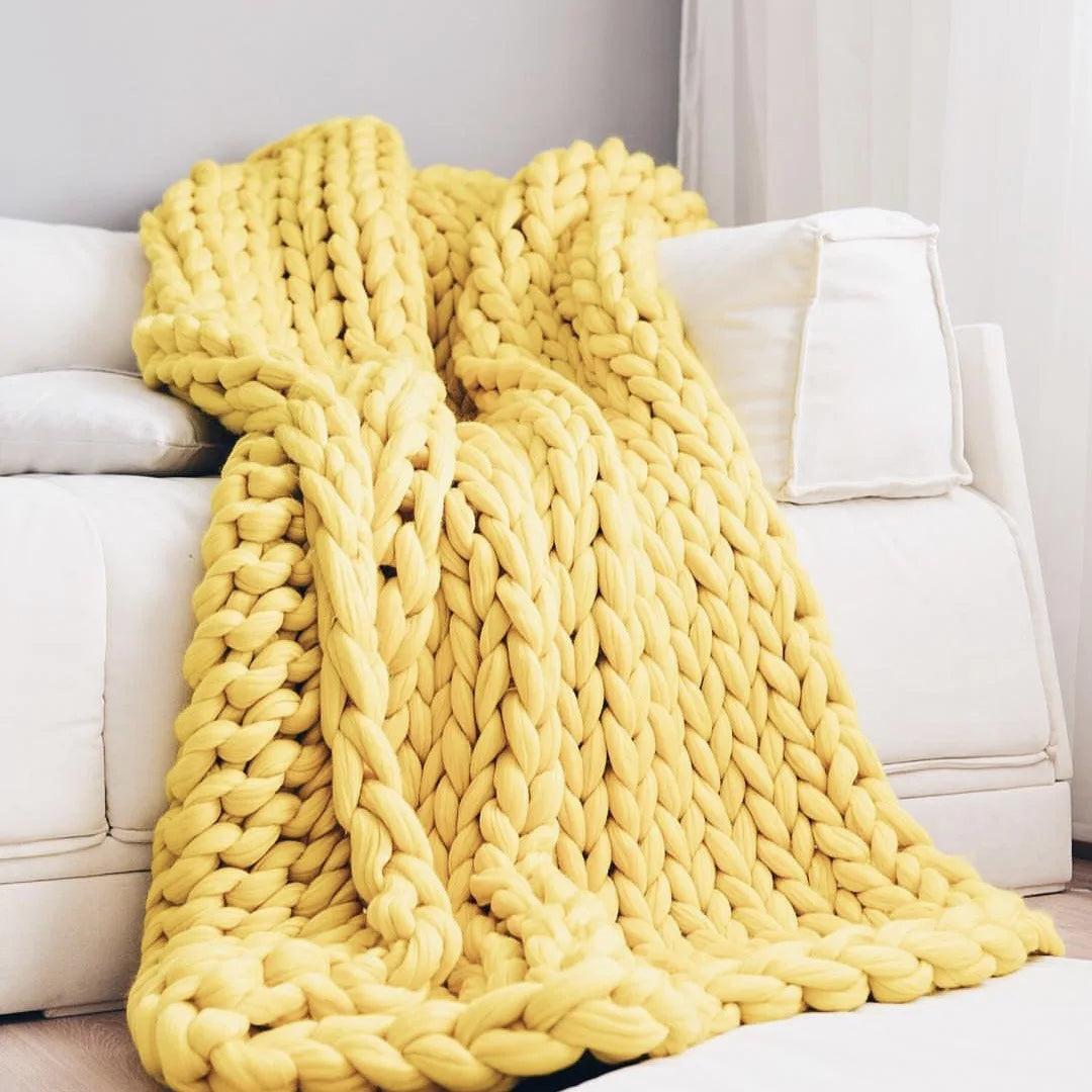 Manta Chunky Knit – Manta de lana acogedora para cualquier habitación – Suave y cálida – Perfecta para sofá y cama