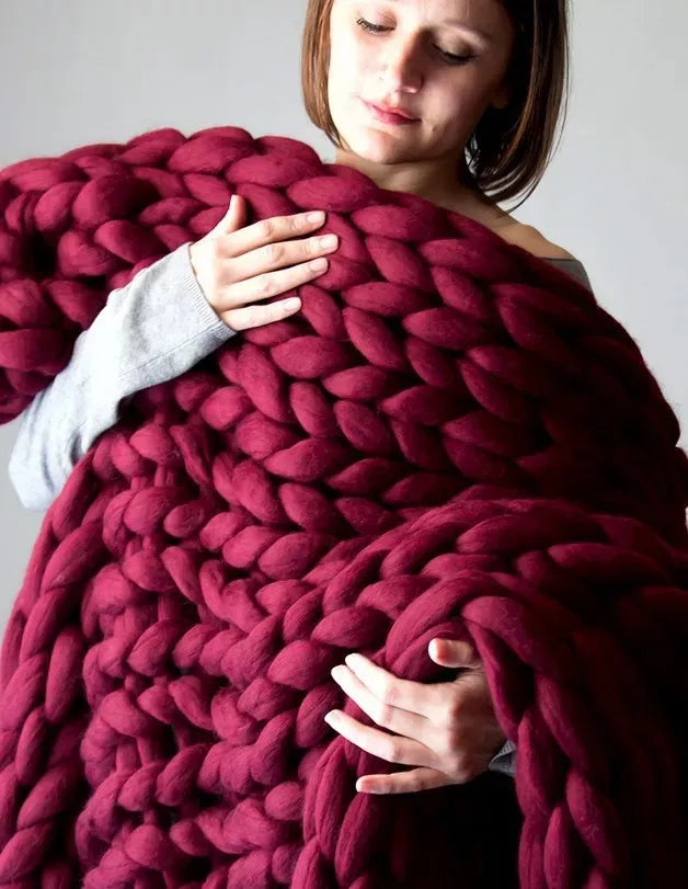 Manta Chunky Knit – Manta de lana acogedora para cualquier habitación – Suave y cálida – Perfecta para sofá y cama