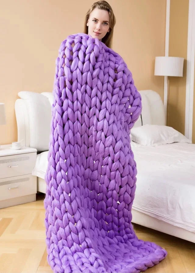 Manta Chunky Knit – Manta de lana acogedora para cualquier habitación – Suave y cálida – Perfecta para sofá y cama