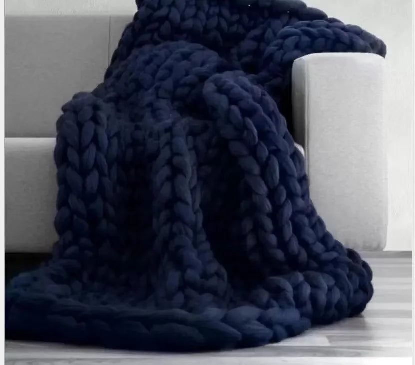 Manta Chunky Knit – Manta de lana acogedora para cualquier habitación – Suave y cálida – Perfecta para sofá y cama