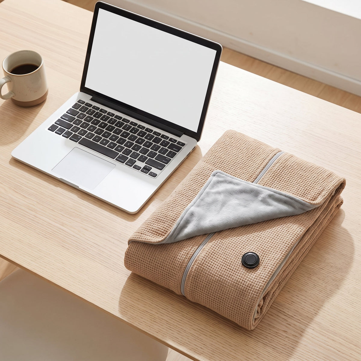 Manta térmica ponible con alimentación USB y 8 zonas de calor