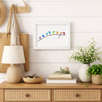 Marco de foto decorativo para pared con pájaros de vidrio marino y madera flotante, estilo costero