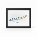 Marco de foto decorativo para pared con pájaros de vidrio marino y madera flotante, estilo costero