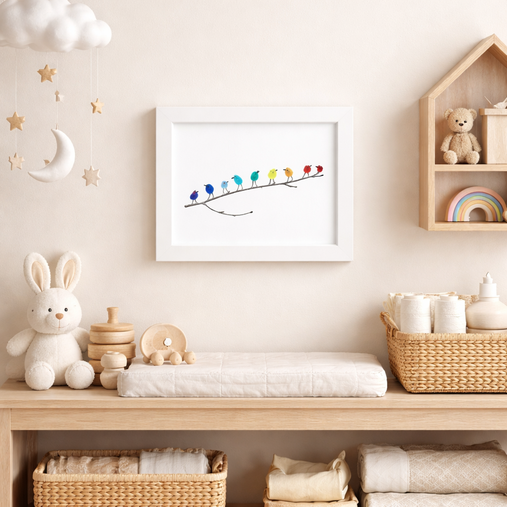 Marco de foto decorativo para pared con pájaros de vidrio marino y madera flotante, estilo costero