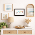 Marco de foto decorativo para pared con pájaros de vidrio marino y madera flotante, estilo costero